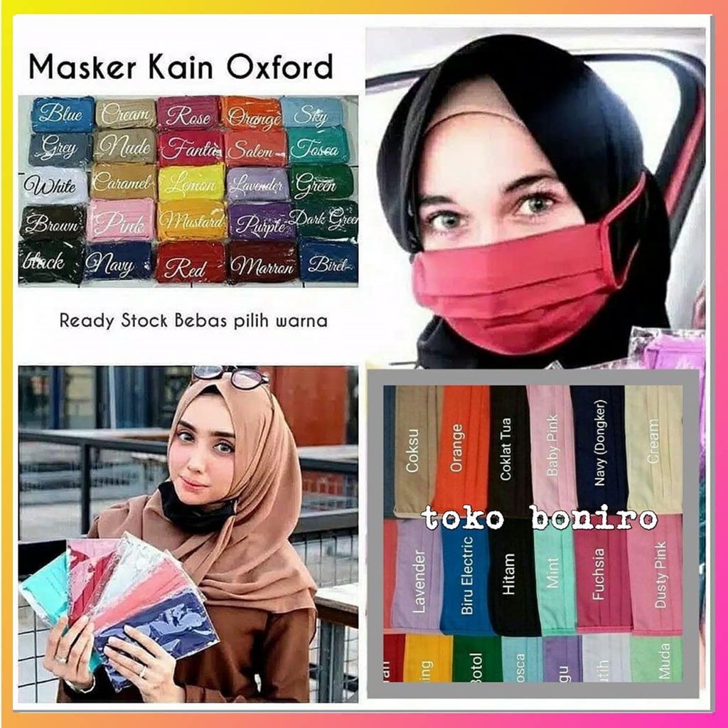 Masker Kain Tali Sambung Warna Polos | Shopee Indonesia
