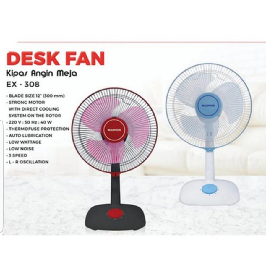 MASPION Kipas Angin Desk Fan 12&quot; EX 308 -  / Kipas Angin Meja 12 Inch - Garansi Resmi 1 Tahun