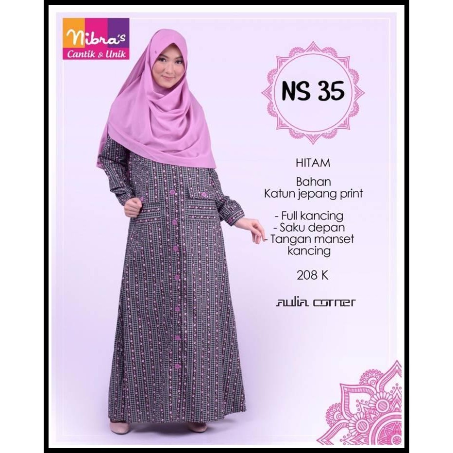 Baju Gamis Pesta Nibras NS 35 Hitam Baju Wanita Terbaru Model Gamis Terbaru
