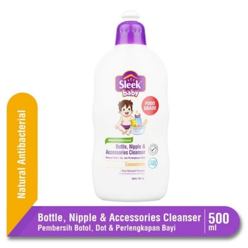 Sleek Baby Bottle Nipple and Accessories Cleanser Refill 450ml 500ml Botol