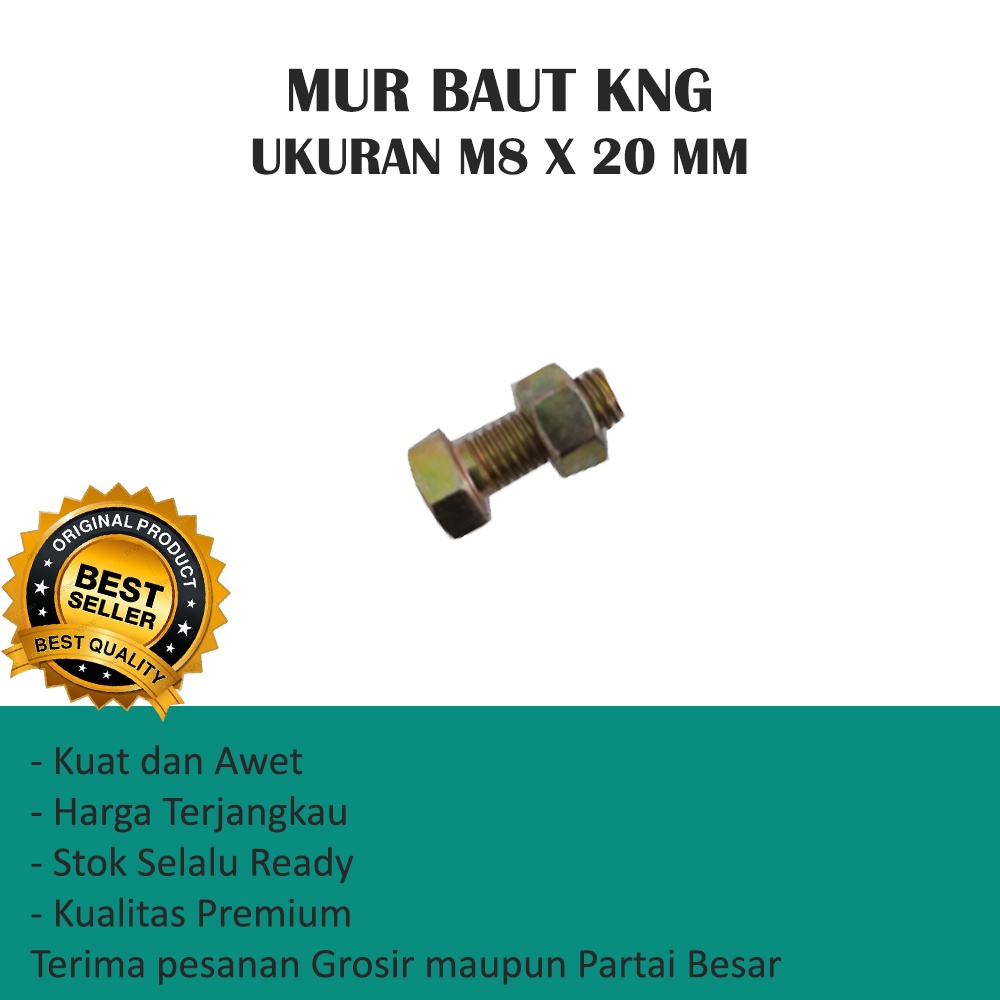 MUR BAUT UKURAN M8 X 20 MM KNG MURAH (HARGA PER 10 PCS)