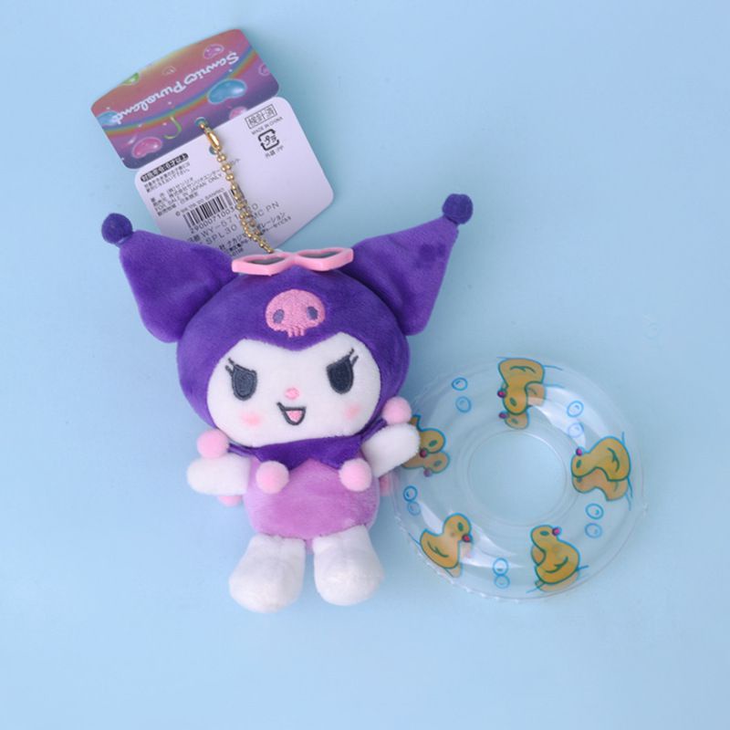 Kawaii Sanrio Anime Cute Kuromi Plush Pendant Summer Swimming Circle Series Doll Gift Filled Toy