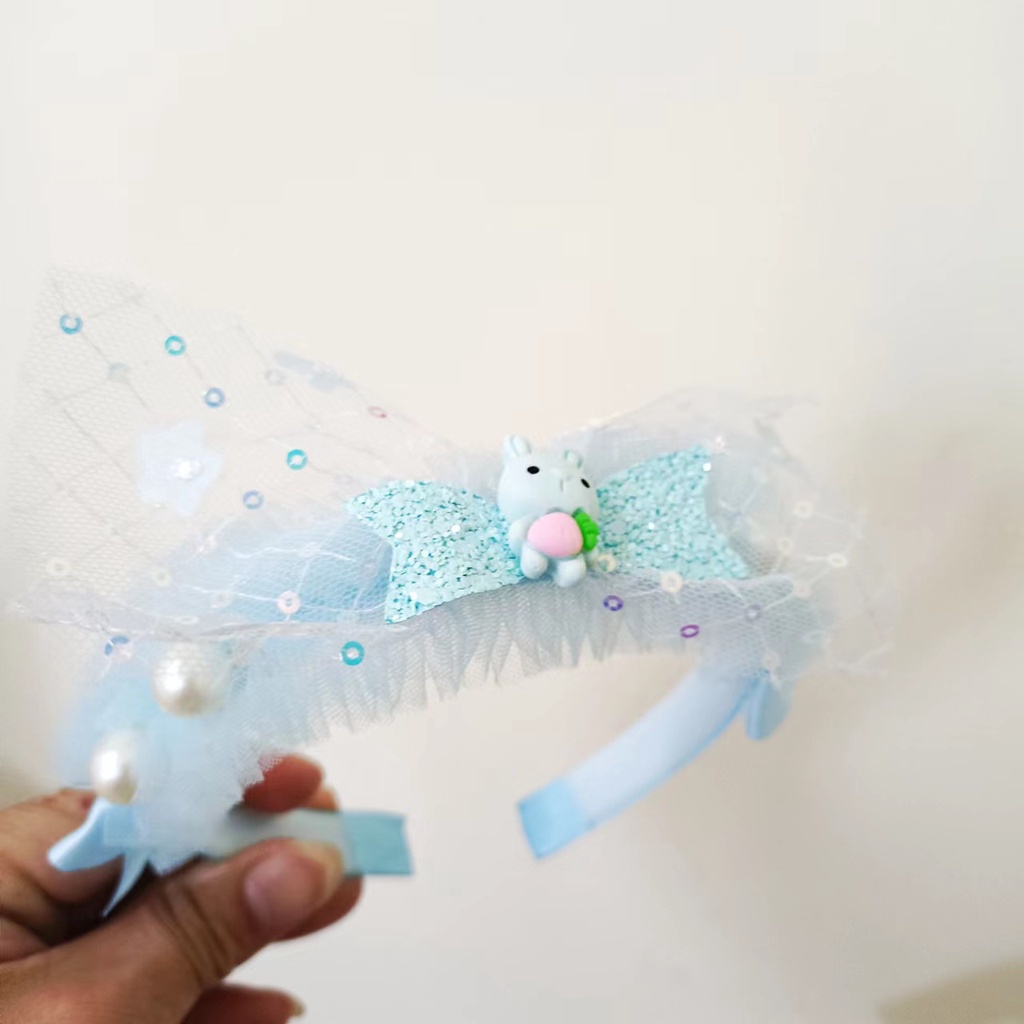 (Hello Girl)B48 Bando Anak Bando Mutiara Kelinci Import