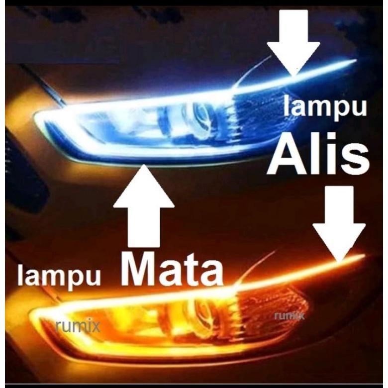 Lampu Alis LED DRL Lampu Runing Turning Mata Headlamp Mobil Lampu Depan Kepala Motor Sein 12V
