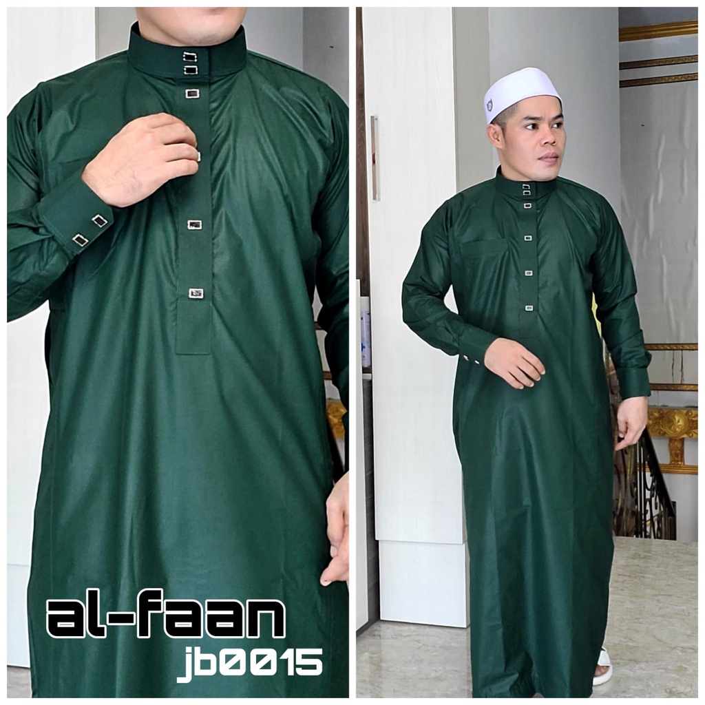 Gamis Pria Jubah Pria Jubbah Al faan polos kancing kotak Jubah Gamis Muslim Pria Model haramain/alnoor-1