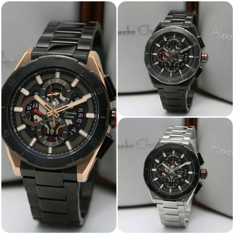 JAM TANGAN PRIA ALEXANDRE CHRISTIE AC 6560 AC6560 BLACK ORIGINAL