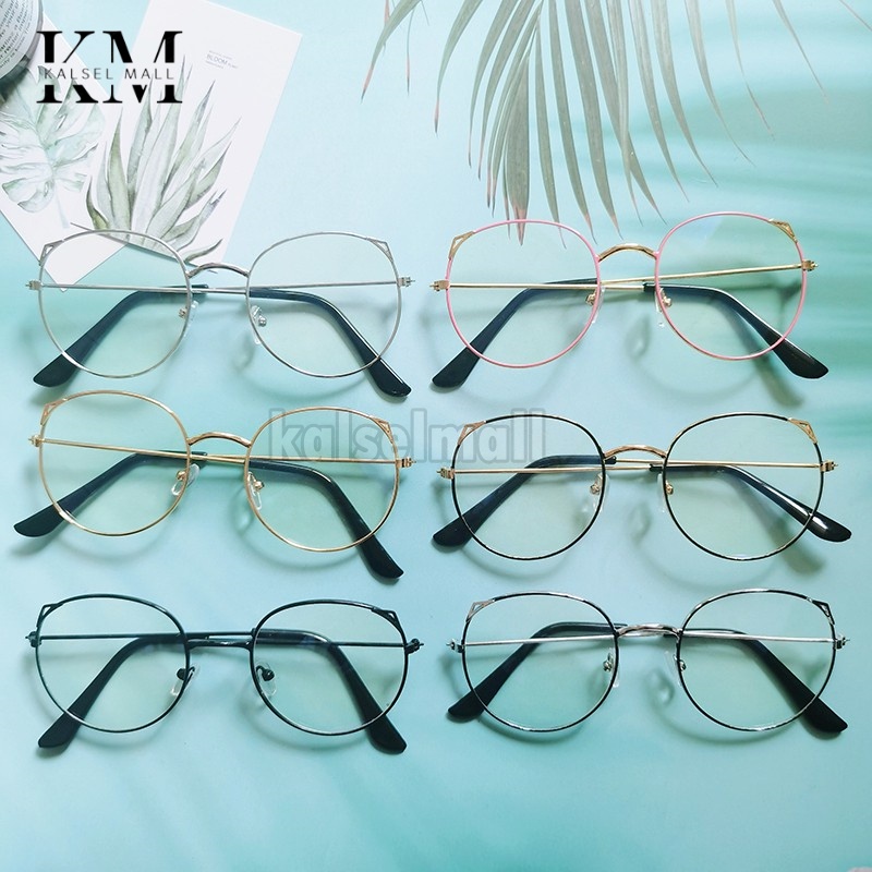 COD Kacamata Frame Anti Radiasi Metal Gaya Retro Model Kuping Kucing Cat Eye Horn Untuk Pria / Wanita Model Artis Kaca Mata Retro Vintage Antiradiasi Keren Oval Bulat Kotak Lonjong Metal Cewek Cowok Banjarbaru Martapura Banjarmasin Kalselmall KCP1