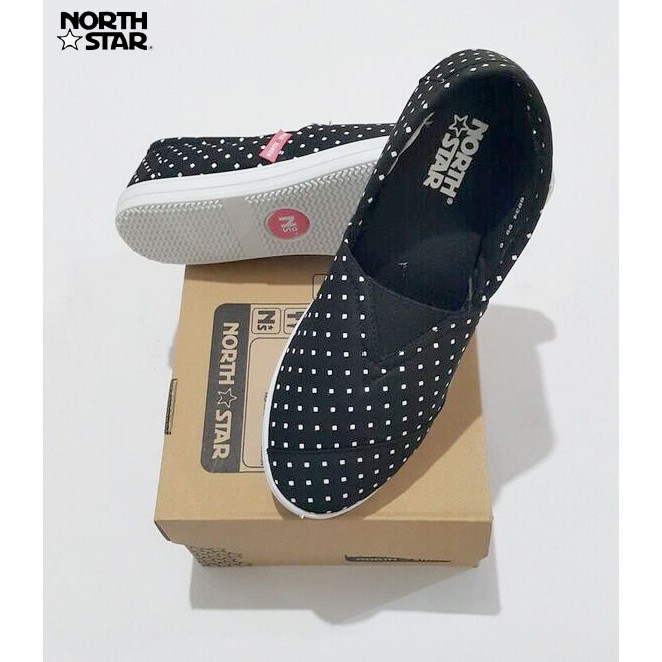 North Star 6199 - Sepatu Flat Wanita Canvas Casual Hitam