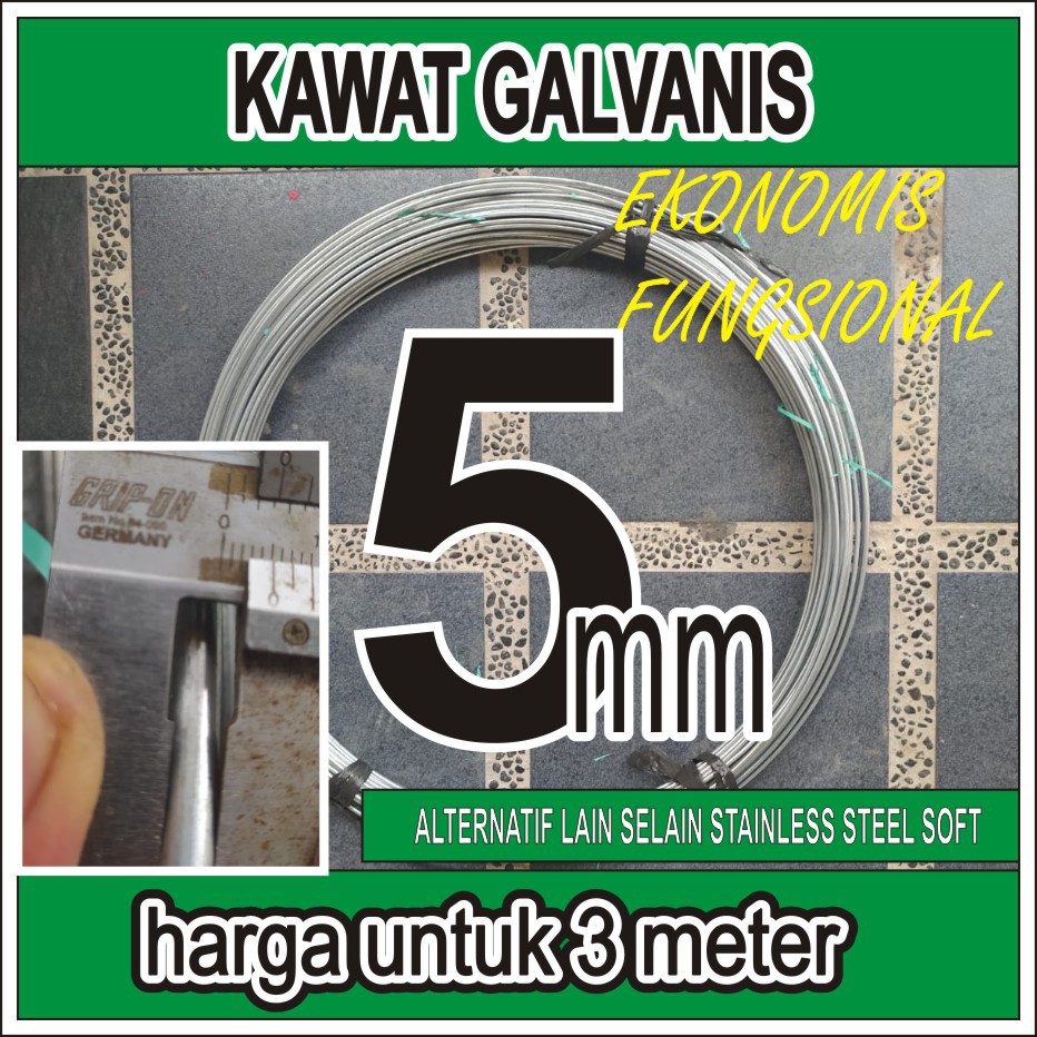 EKONOMIS KAWAT GALVANIS 5MM panjang 3 METER
