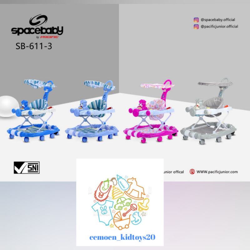 DIJAMIN TERMURAH Baby Walker Apolo Space Baby SB 611-3 / SB611-3 Alat bantu belajar berjalan baby