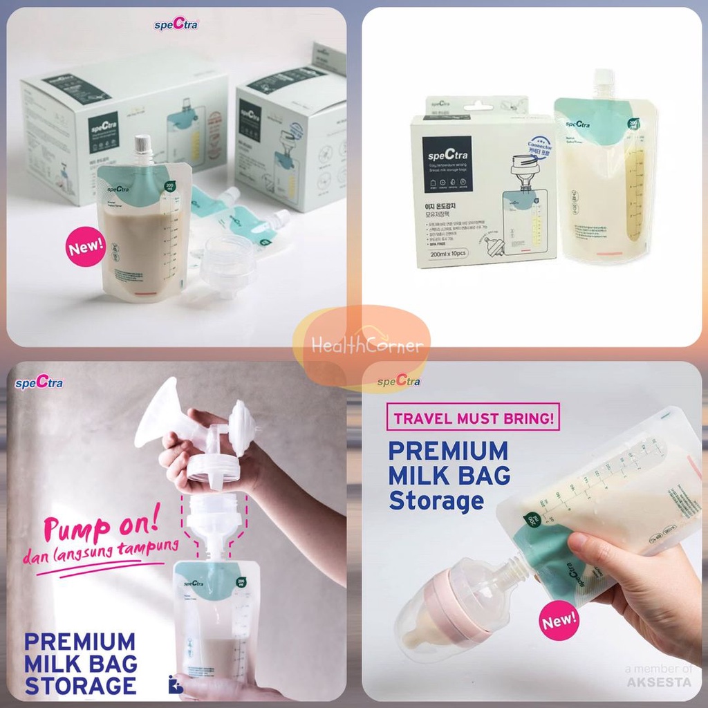 Spectra Premium Milk Bag Storage With Connector 200ml 10pcs / Kantong Asi