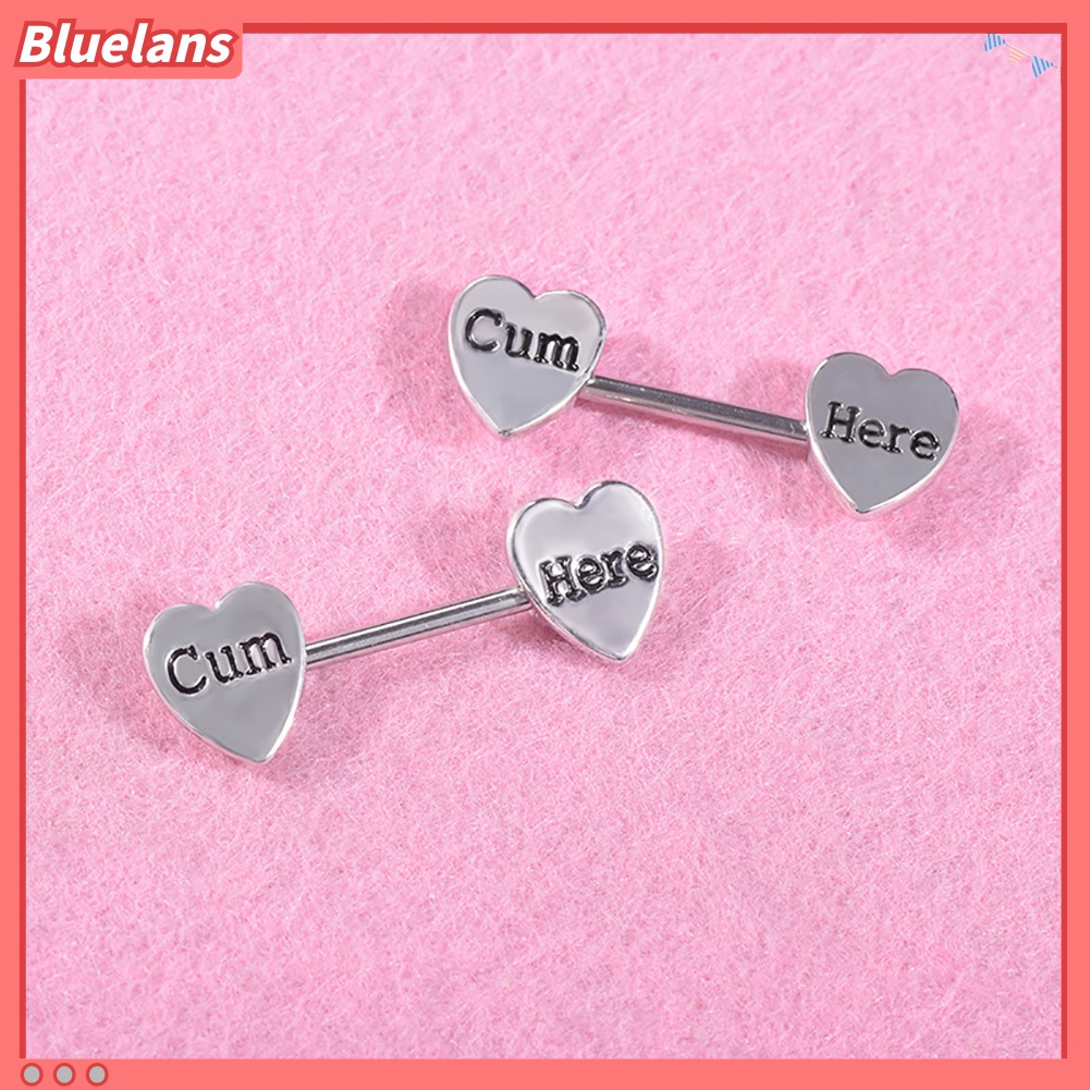 Bluelans 1Pc Cum Here Letter Heart Nipple Ring Lady Stainless Steel Body Piercing Jewelry