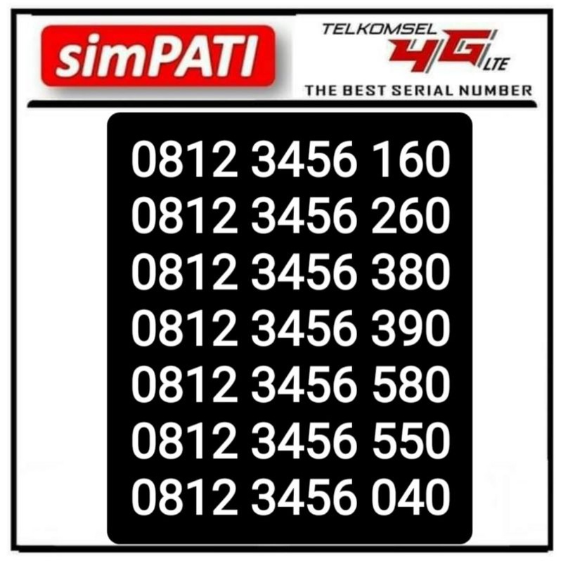 NOMOR CANTIK SIMPATI 11 DIGIT 081234567,08123456,0812345678