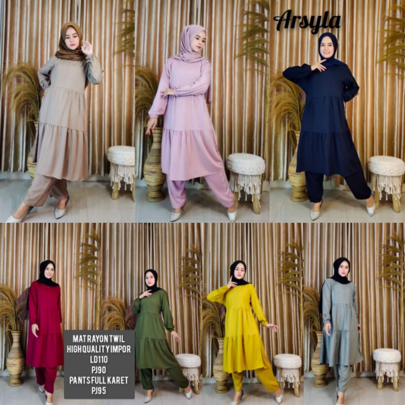 stelan longtunik/ stelan kekinian/stelan wanita