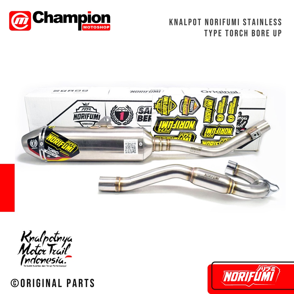 Knalpot Ori Norifumi Stainless Torc Mesin Standar / Bore Up Klx 150 Bf Dt Crf 150l Wr 155