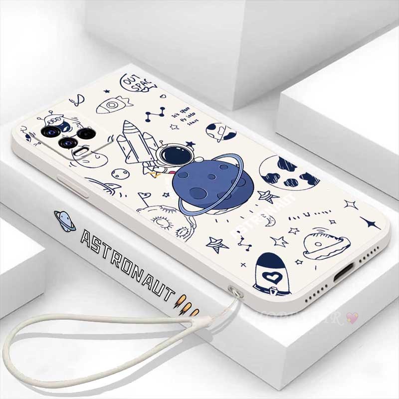 Vivo Y36 Y15S Y16 2022 Y35 Y33S Y20i Y12S Y12A Y19 Y11 Y17 Y12 Y15 Y85 V9 Y91 Y93 Y95 Y20 Y20i Fashion Mewah Astronot Pattern Kaca Bingkai Silikon Lembut Hard Cover HOSTR