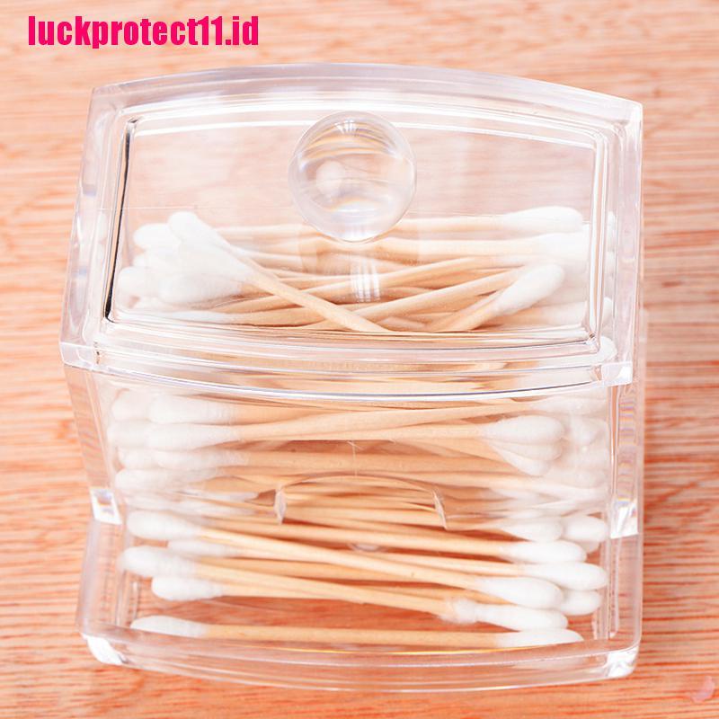 (LUCK11) Kotak Akrilik Transparan Portable Holder Kapas Makeup