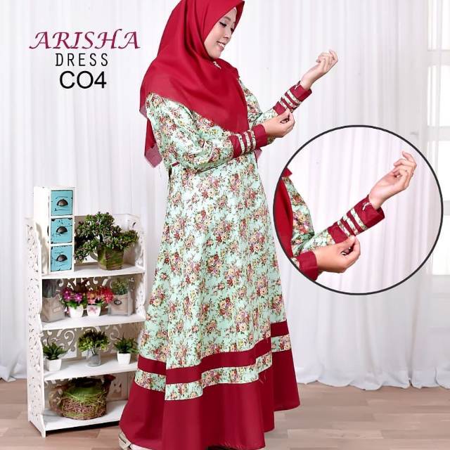 Gamis syari dewasa katun Jepang motif bunga ori - daily dress - wudhu friendly - busui friendly