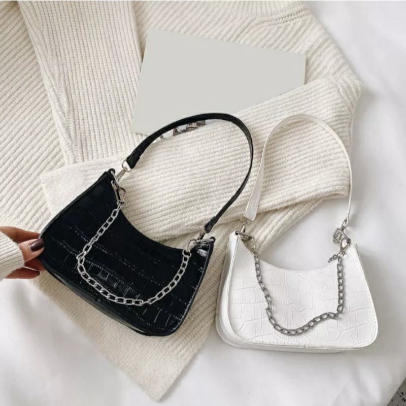 dem_sare - GDS011 AMIRA Tas Wanita Shoulder Bag Tas Selempang Bahu Wanita tali Rantai Motif Croco