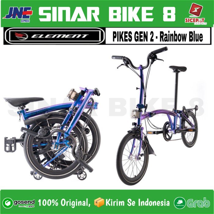 Sepeda Lipat Trifold ELEMENT PIKES GEN 2 Rainbow Blue Folding Bike