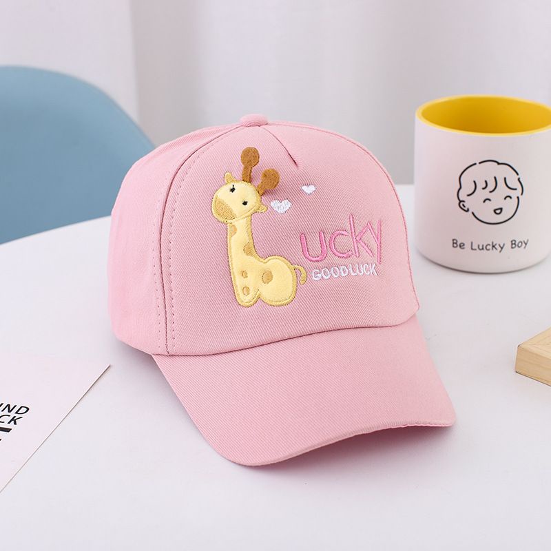 [IMPORT] Topi baseball anak bayi model Jerapah Lucky Giraffe bordir import fashion baby-Pink