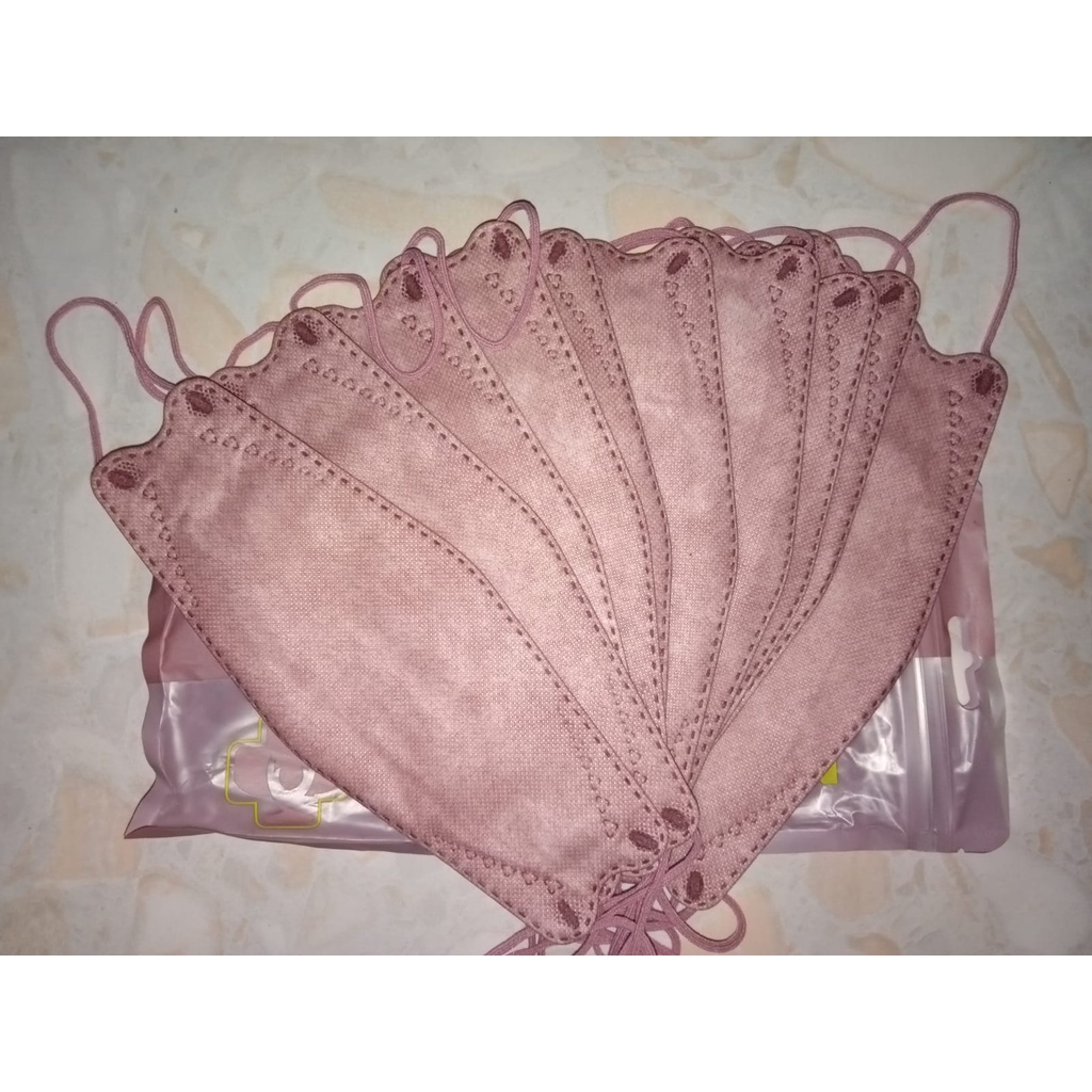 Masker KF94 Korea 4ply Masker Impor KF 94 Disposable Warna Peach tua/lavender