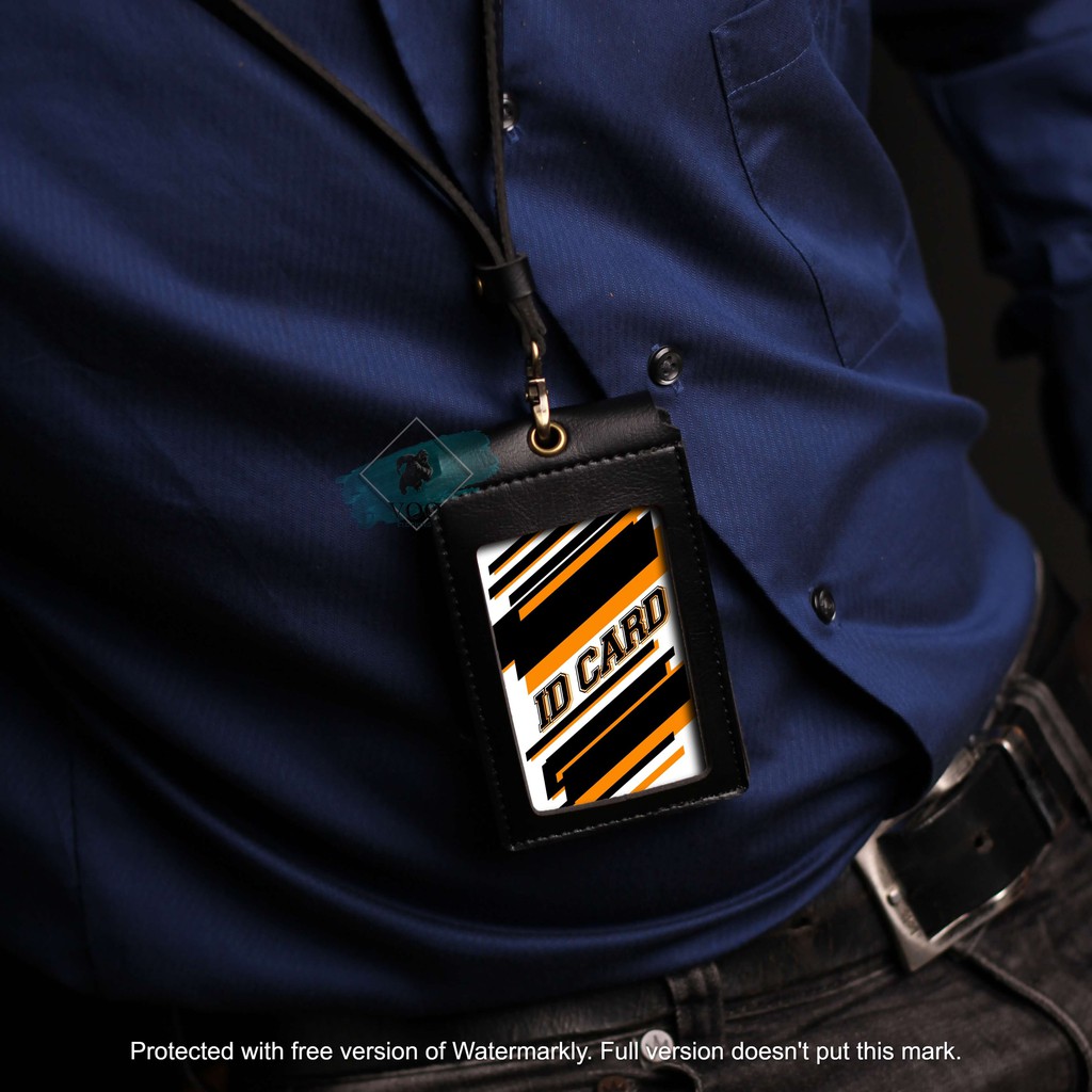 

ID Card Holder/Name Tag/Lanyard/Souvenir/Gantungan ID Card FRONT Kulit Multifungsi Ada Magnet Jepit