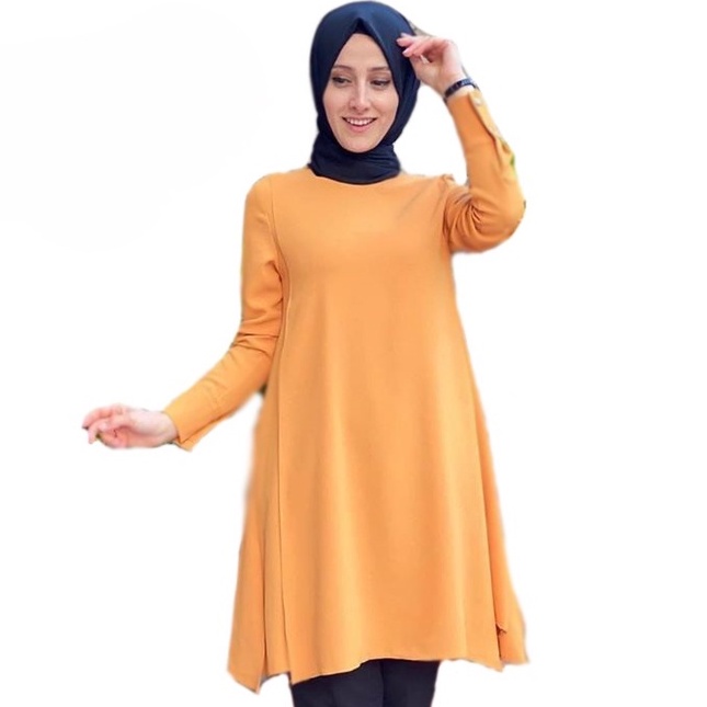 Baju Gamis Wanita Muslim Terbaru Sandira Dress cantik Murah kekinian GMS01-AIRA TUNIK - KUNING
