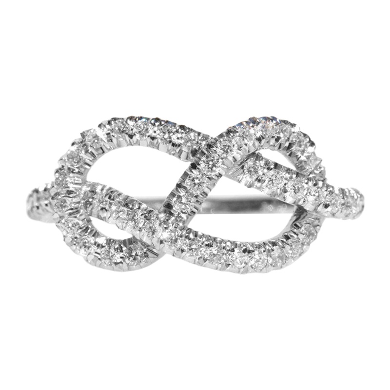 Cincin Bentuk Twist Bahan Cubic Zirconia Warna Silver Untuk Wanita