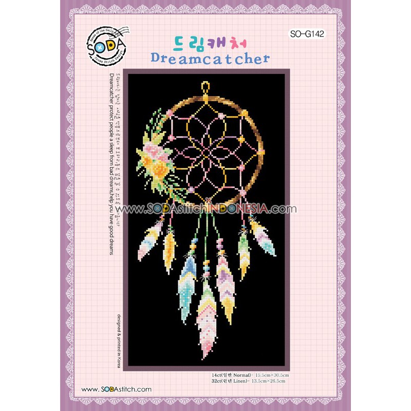 Paket DIY Craft Sulam Kristik Strimin Cross Stitch Sodastitch SO-G142 - Dreamcatcher America