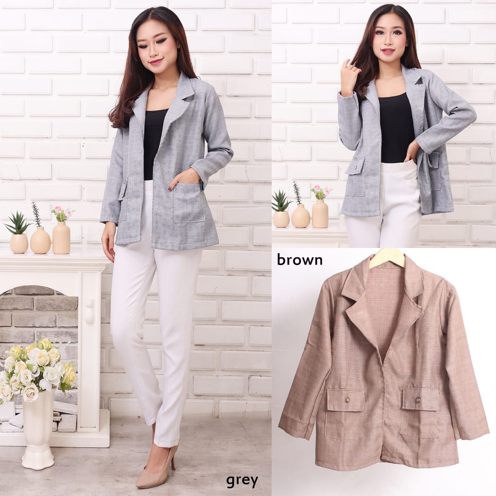 ASY  II BLAZER MOTIF ZARA II LINEN KOREA IMPORT II BLAZER BERSCKHA