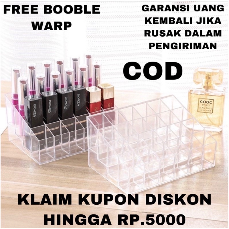 kotak tempat lipstik acrylic lipstick storange 24 slot kotak lipstik tempat lipstik parfum