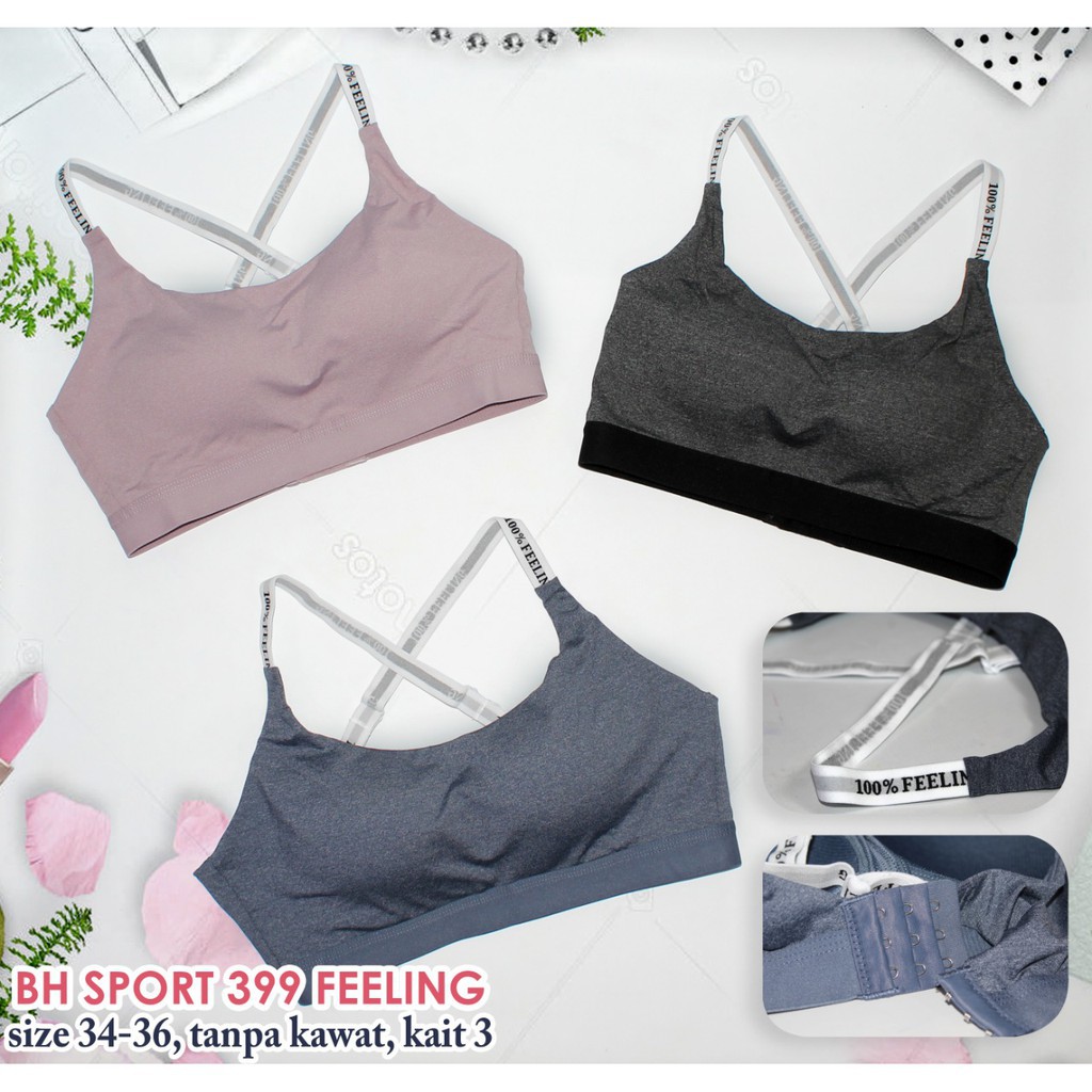 VS - Bra BH Sport Push Up Sexy Bahan Nilon Elastis Tali Silang Wanita  Pakaian Dalam Wanita 399