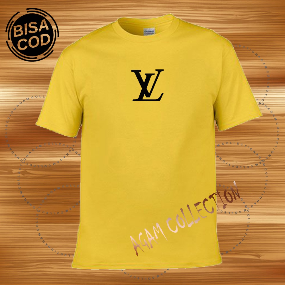 Agam Collection Baju Kaos Distro LV Text Hitam Lengan Pendek Premium Quality Kaos Murah Terlaris