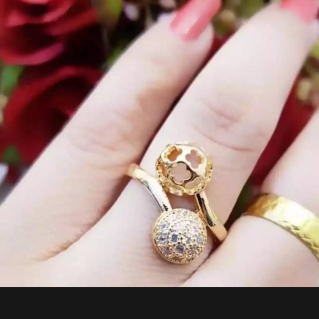 Cincin bola motif unik gold 18 k perhiasan wanita