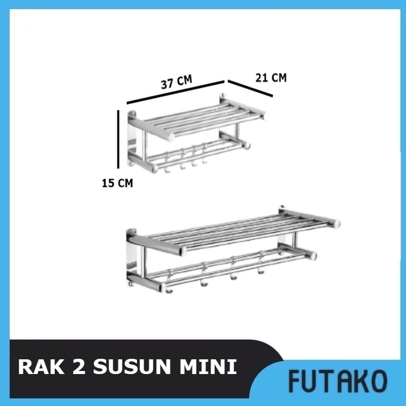 FUTAKO GANTUNGAN HANDUK / RAK HANDUK STAINLESS RACK TOWEL 2 SUSUN MINI UKURAN KECIL