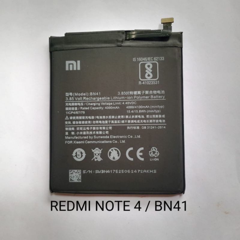 Baterai xiaomi BN 41 BN41 redmi note 4 battery batre baterei batere