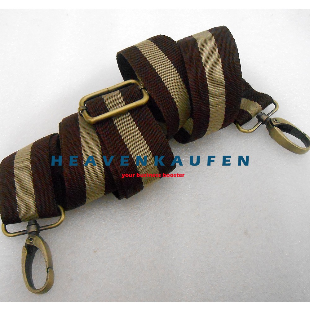 Strap Tas / Tali Selempang Slempang Selempangan Tas Coklat - Cream Lebar 3,8 cm Kait Besi ATG