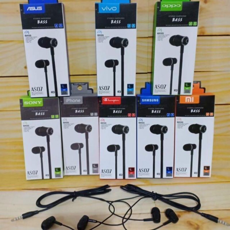 PROMO!!! Hf Handsfree hf Headset Branded AS07 Bass Murah Meriah