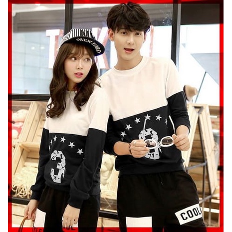 sweater couple three lengan panjang kapelan tebal kado buat pacar