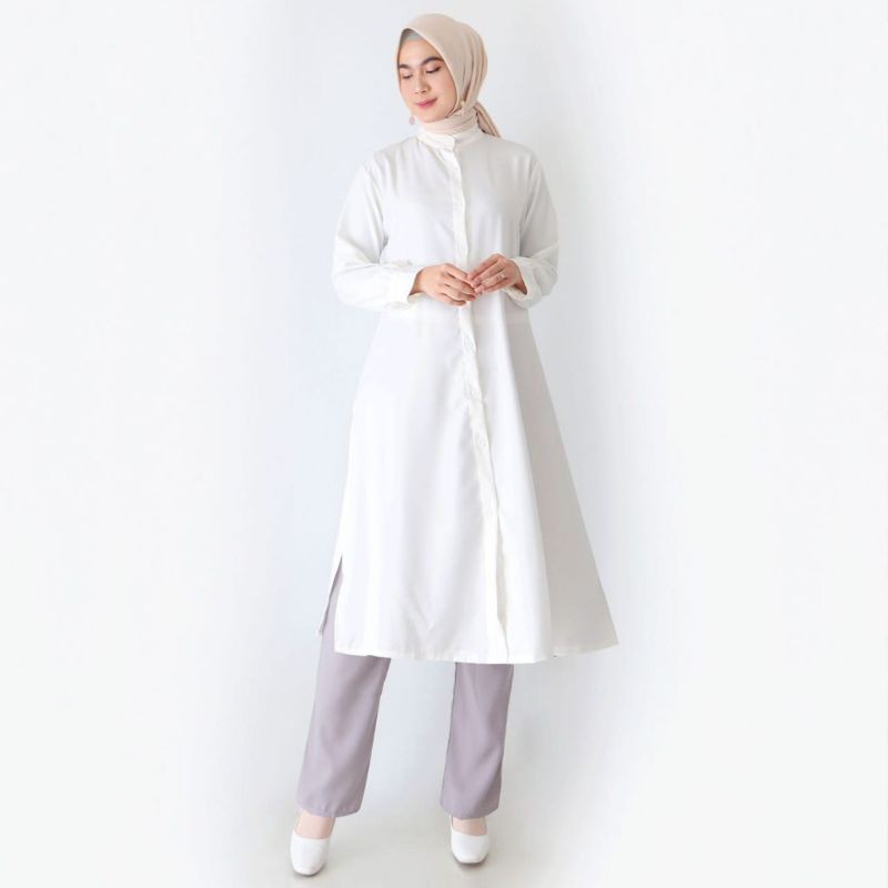 KEMEJA TUNIK WANITA POLOS REAL PICT ( BAHAN KATUN SYAKILA )