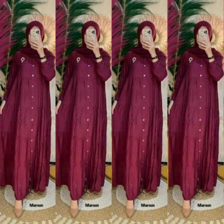 Gamis Rayon Polos Rempel Susun Ko