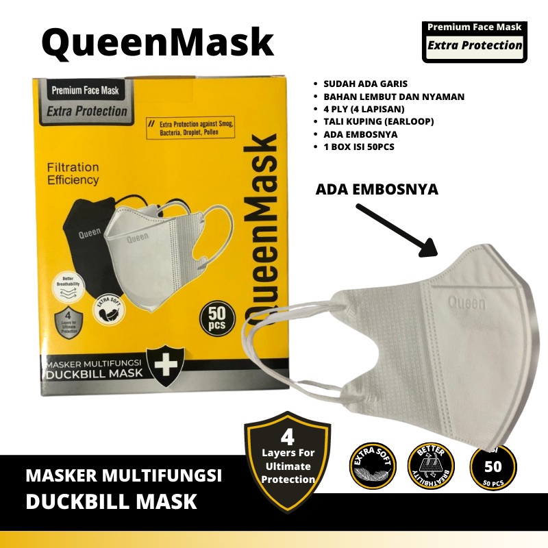 Masker Duckbill 4Ply Earloop 4ply Premium Quality isi 50Pcs SR