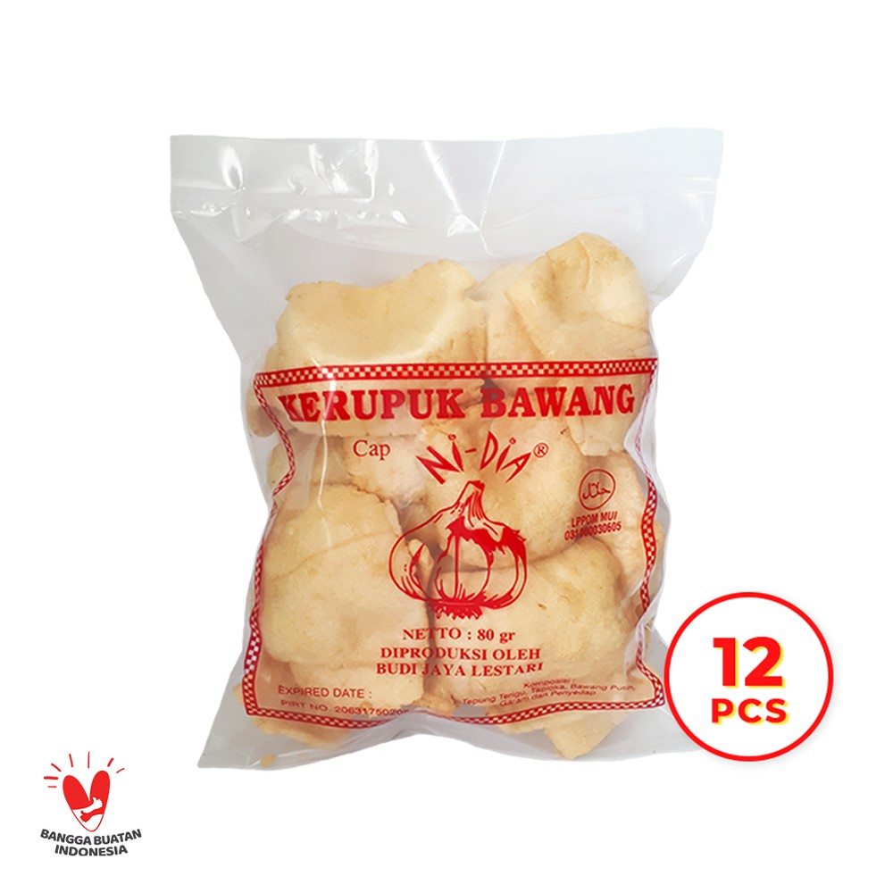 

#PAKET MURAH 12 pcs# Kerupuk / Krupuk / Kripik Bawang Nidia 80 gram