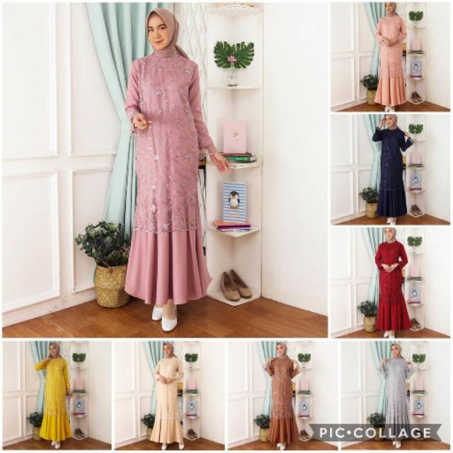 Gamis Maxi Dress Elsa Brukat Tille Bordir