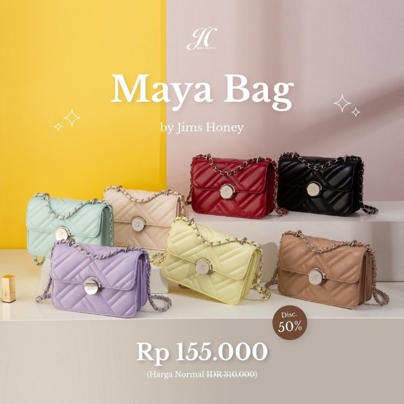 Jims Honey Maya Bag Tas Selempang Wanita Simpel Garis Tosca Lilac Ungu Coklat