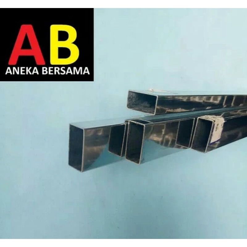 Hollow Stainless Steel Mirror 1.5cm x 3cm Tebal 1mm 119.5cm