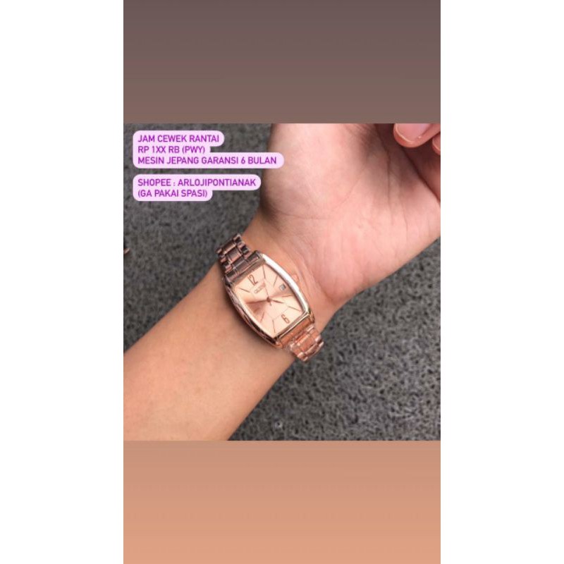 jam wanita rose gold petak