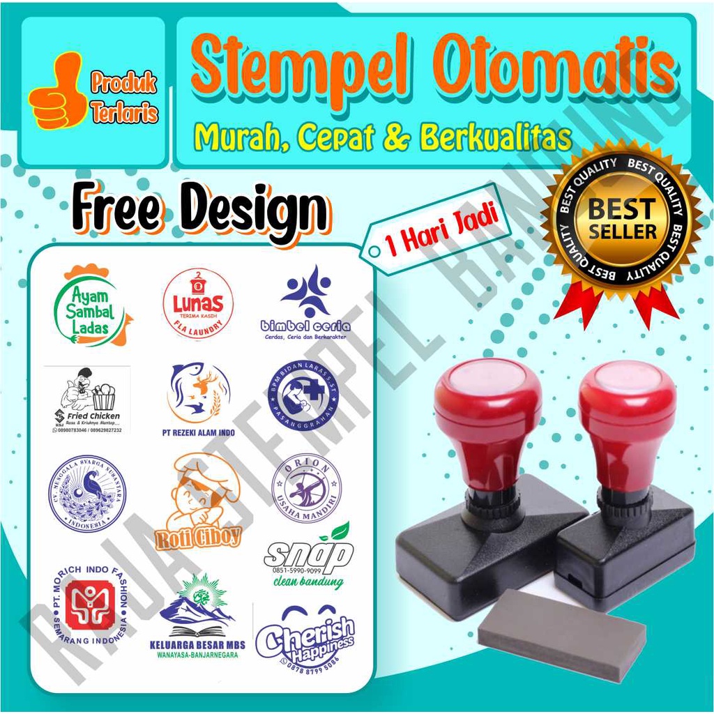 

Stempel Perusahaan, logo, nama tandatangan, lunas stample flash stemple praktis, stampel onlineshop