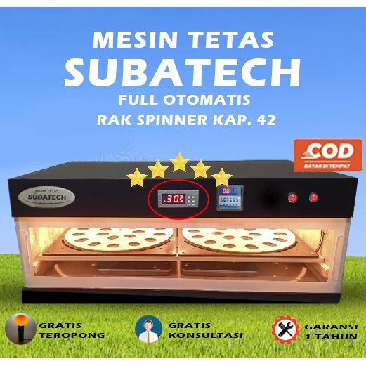 SUBATECH Mesin Tetas Telur Full Otomatis Kap.42 Rak Spinner Penetas Telur Otomatis MTFORS42 RMT